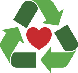Heart in Green Recycling Arrows Icon