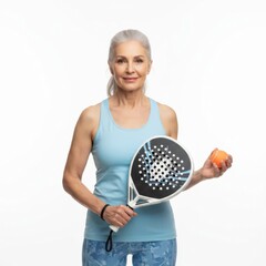 Senior woman with padel racket