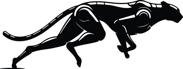 Silhouette of a running cheetah in black and white vector illustration © Golshan Ara Monny