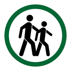 Parent and Child Safety Icon: Family Walking Graphic
​Vector Symbol for School Zone and Child Supervision
​Intergenerational Relationship: Adult and Kid Figures