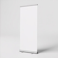 Blank Roll-up Banner Stand on White Background | Portable Display for Trade Shows, Presentations, and Advertising Mockups
