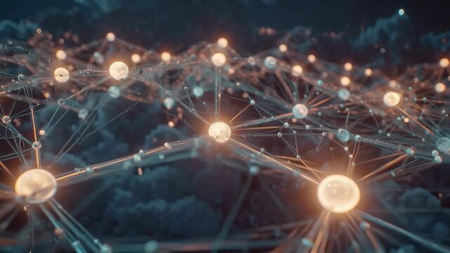 Explore Interconnected Networks of Glowing Nodes in Mesmerizing Light Patterns