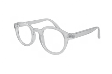 Clear plastic frame eyeglasses for improved vision and optical correction, isolated on transparent background