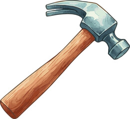 Vector watercolor painted illustration of a hammer