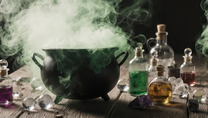 Mystical Potion Brewing - A Cauldron of Magic and Alchemical Ingredients.