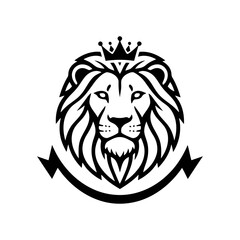 Vector art of majestic lion head wearing a crown illustration
