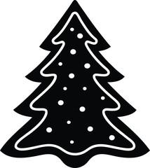 Gingerbread tree cookie vector illustration. Decorated sweet pastry. Baked treat with icing dots. Holiday food icon