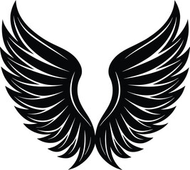 Pair of open black feathered wings vector illustration design element freedom symbol