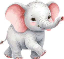 Vector adorable illustration of a baby elephant