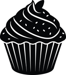 Cupcake dessert with cream and sprinkles icon isolated on transparent background. Sweet pastry vector illustration
