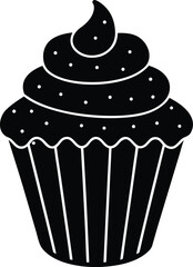 Cupcake with Swirl Icing and Sprinkles Sweet Dessert Icon Vector Graphic