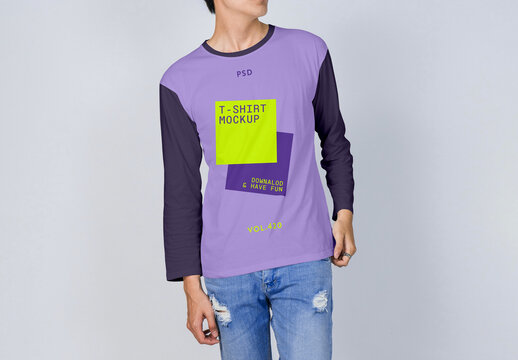 Longsleave on Men in Studio Mockup