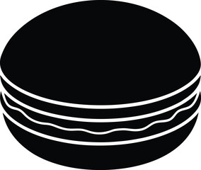 Single macaron cookie dessert vector illustration black silhouette isolated on transparent background