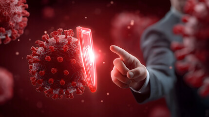 Conceptual image of protection against a virus AI Generated