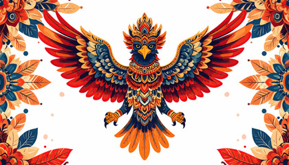 Garuda bird motif with transparent background