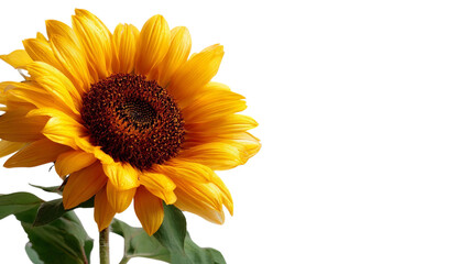Fototapeta premium PNG of A vibrant yellow sunflower with a rich brown center, symbolizing summer and sunshine.