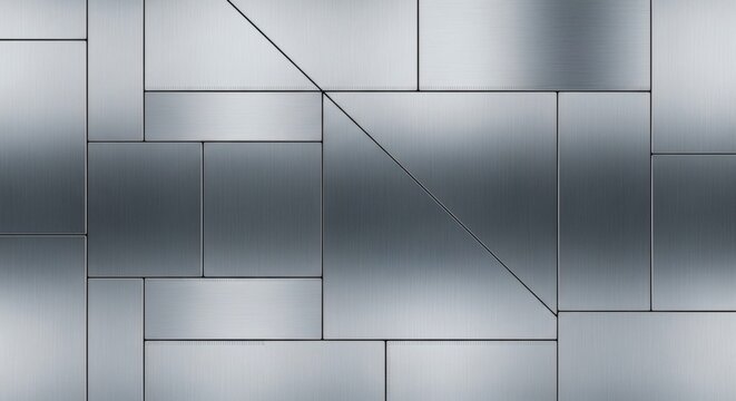 Brushed Metal Panels Forming An Abstract Geometric Pattern