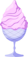 Fruit ice cream in cup hand-drawn colorful dessert illustration.