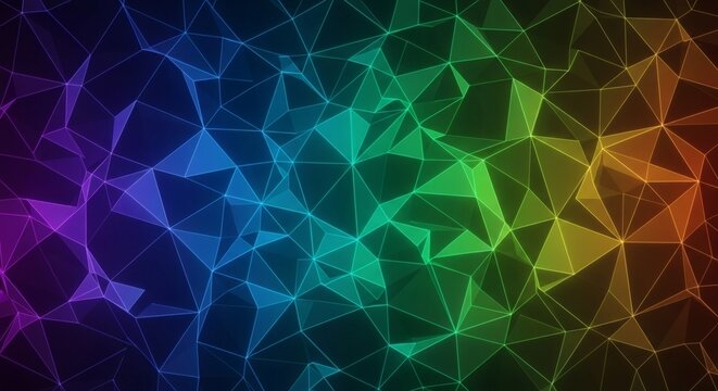 Dynamic Rainbow Plexus Background With Triangles And Lines - Powered by Adobe