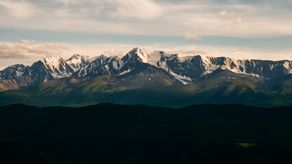 The Chui Range in Altai, covered with snow