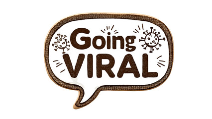 PNG of Eye-catching graphic representing the phrase 'Going Viral,' featuring a stylized speech bubble.