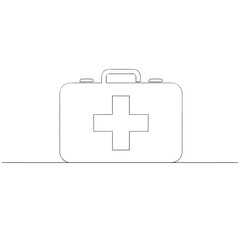 Obraz premium Minimalist First Aid Kit Line Art Vector in Black and White