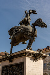 Bronze Horse Statue in Piazza San Carlo, Turin