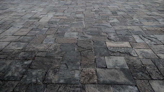 Old stone pavement medieval style with texture on the tiles  - Powered by Adobe