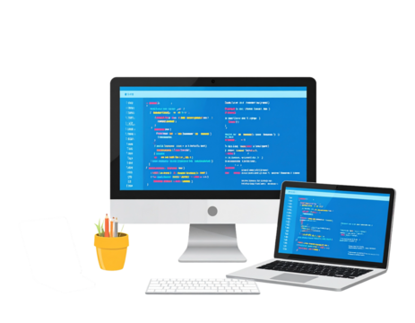 laptop and internet concept,dizüatü ve masaüstü bilgisayar izole edilmiş şekilde mükemmel tasarım konsepti