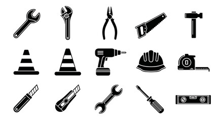 Obraz premium Essential construction tools illustration for building, renovation, and repair projects