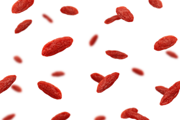 Falling Goji berry, Wolfberry isolated, selective focus