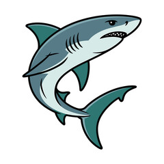 Obraz premium fierce shark vector illustration in flat style with dynamic swimming pose design