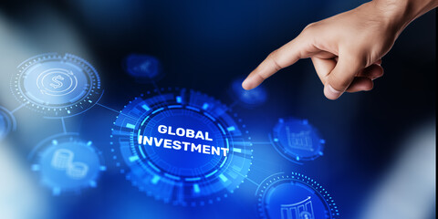Global Investment Business finance concept. Financial technology concept. Fintech. Crypto currency