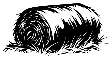 Round hay bale silhouette – rural agriculture harvest vector illustration © Luka