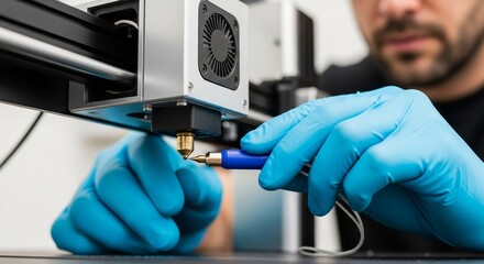 Professional cleaning 3D printer nozzle ensuring technical accuracy for high quality printing results