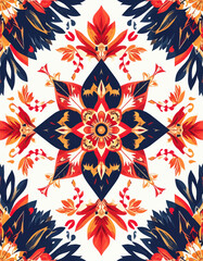 Seamless pattern of ornate floral elements