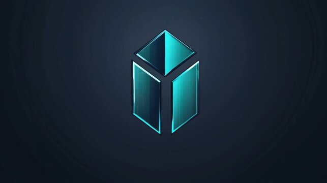 Modern geometric design featuring a sleek, abstract shape against a dark background with glowing edges conveying innovation and technology