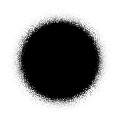 Black dot grain stipple noise vector in a circular shape for graphic design element and grunge texture.