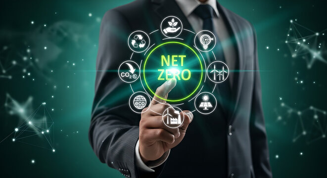 Net Zero Sustainability Green Energy Climate Change Business Interface Copy Space