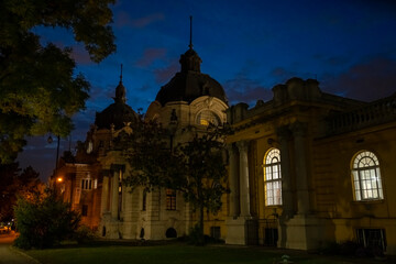 Sz&eacute;chenyi Baths in Budapest at night