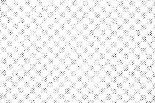 Subtle halftone grid texture with repeating diagonal dot clusters on transparent background. Light monochrome pattern with grunge details.