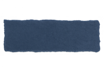 Blue torn paper strip with rough edges creating a textured scrap element, isolated on transparent background