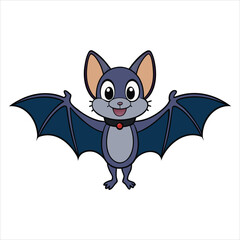 A cute cartoon kitten with black and white fur, drawn as a vector illustration of a funny pet feline character