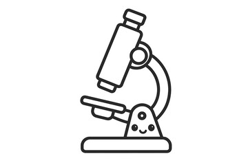Obraz premium Cartoon microscope with cute face outline on white background