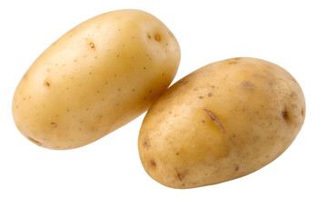  potatoes isolated on transparent white background full depth of field clipping path