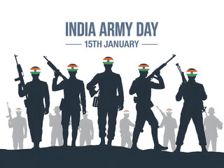 15th january india army day salute with soldiers and rifles