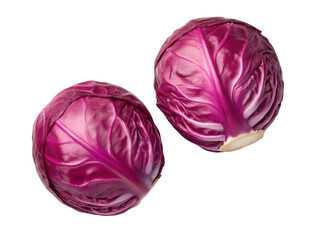  red cabbages isolated on transparent white background full depth of field clipping path