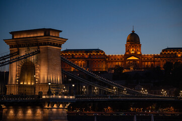 Fototapeta premium Royal palace of Buda Castle in autumn evening, Budapest, Hungary