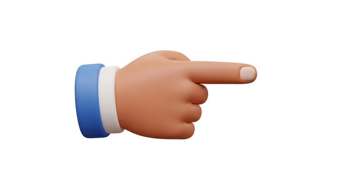 Cartoon hand pointing right direction for success, guidance, and direction concept in clean, vibrant 3D rendering