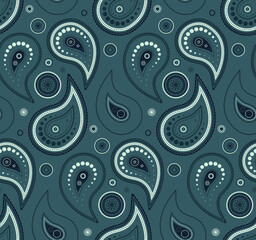 Page linen, western wear. Horizontal meditating material pattern. Drawn romance paisley herbal.